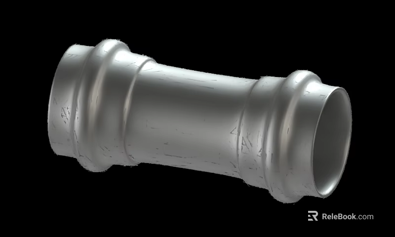 Industrial Metal Pipe With 3D Rendered Connecting Joints And Textured Surface 3d model 