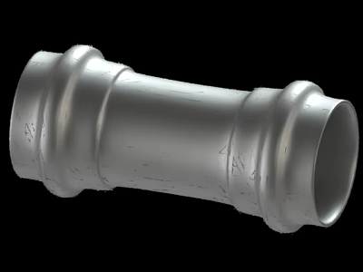 Industrial Metal Pipe With 3D Rendered Connecting Joints And Textured Surface 3d model
