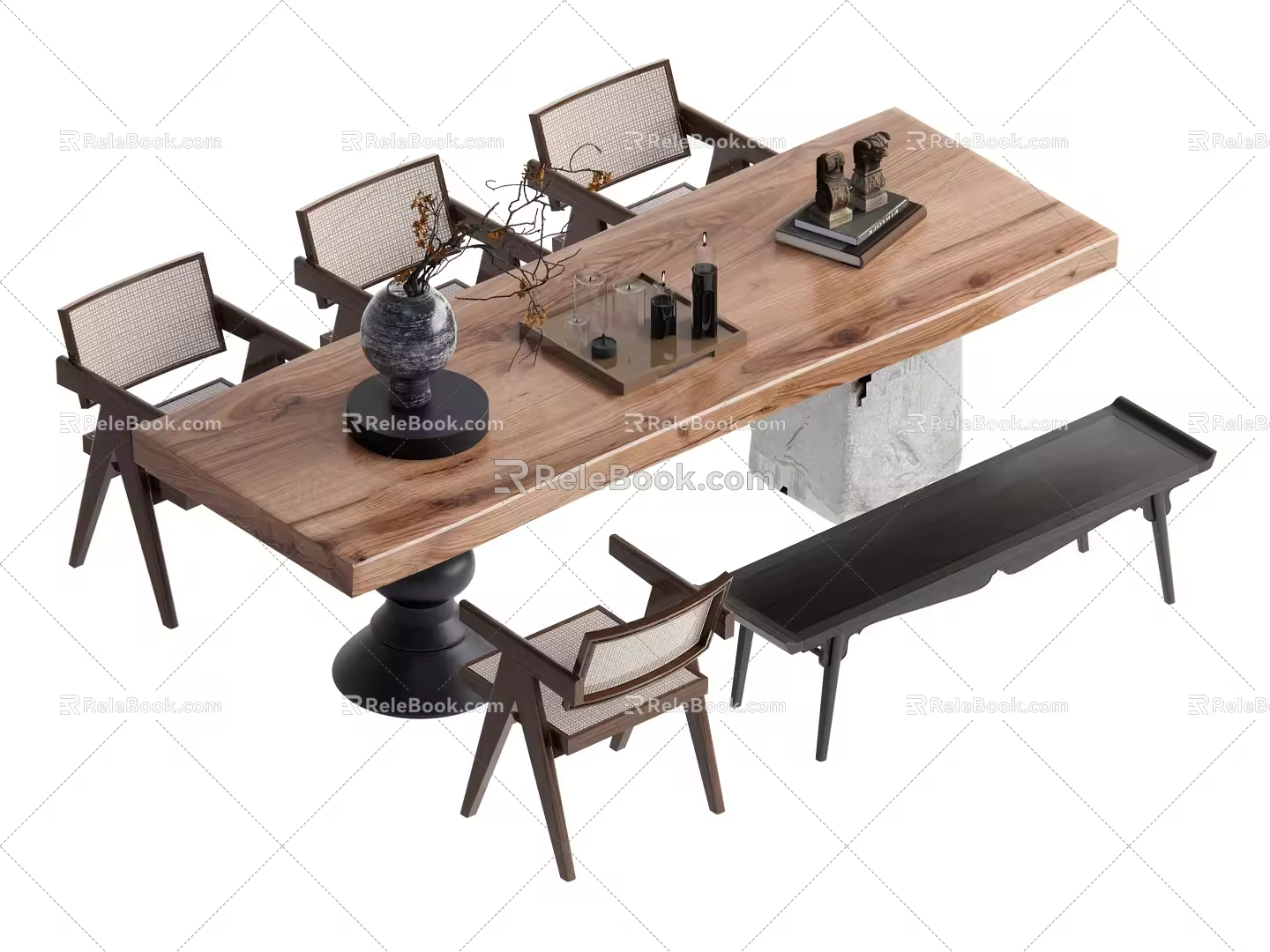 Wind tea table and chair combination 3d model