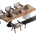 Wind tea table and chair combination 3d model