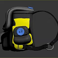 Functional Gray Camera Bag Featuring Yellow Accents Blue Buttons and Black Strap 3d model
