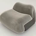 Modern Gray Single Seater Sofa With Soft Fabric Rounded Design Dark Wooden Base 3d model