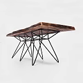 Rustic Wooden Dining Table With Natural Grain And Black Metal Hairpin Legs