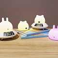 Cute Cartoon Animal Shaped Table Lamps With Digital Clock Display On Wooden Table