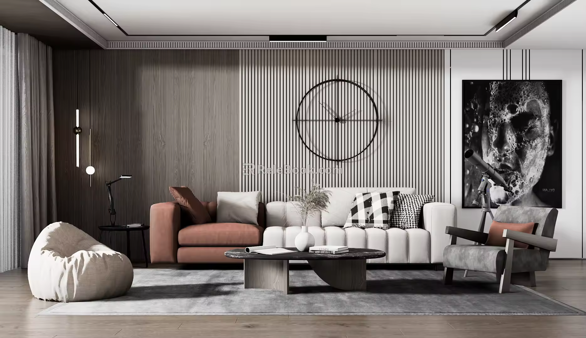 Modern sofa coffee table combination 3d model