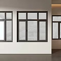 Modern Black Frame Casement Windows With Clear Glass On White Interior Wall