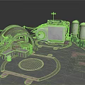 Futuristic Industrial Platform With Dome Structure Silos And Circular Grates
