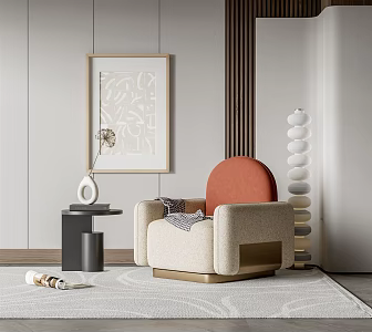 Modern single sofa leisure chair corner ornaments combination 3d model