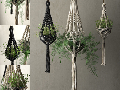 Nordic Hanging Basket Woven Hanging Basket Green Plant Potted Plant model