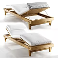 Outdoor Wooden Lounge Chair With White Cushions Adjustable Backrest And Sturdy Frame Design