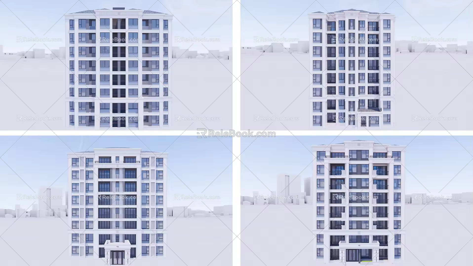 New Chinese-style Residential Building Elegant Multi-storey Residence 3d model