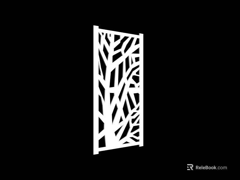 Decorative Room Divider With Intricate Leaf Pattern Laser Cut Modern Design 3d model 