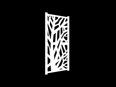 Decorative Room Divider With Intricate Leaf Pattern Laser Cut Modern Design 3d model