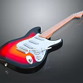 Vibrant Sunburst Electric Guitar With Wooden Neck And White Pickguard On Black Reflective Surface