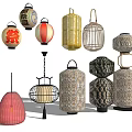 Various Decorative Lanterns With Colorful Woven Patterns And Geometric Shapes