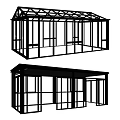 Modern Glass House Structure With Black Frame And Transparent Glass Roof Design