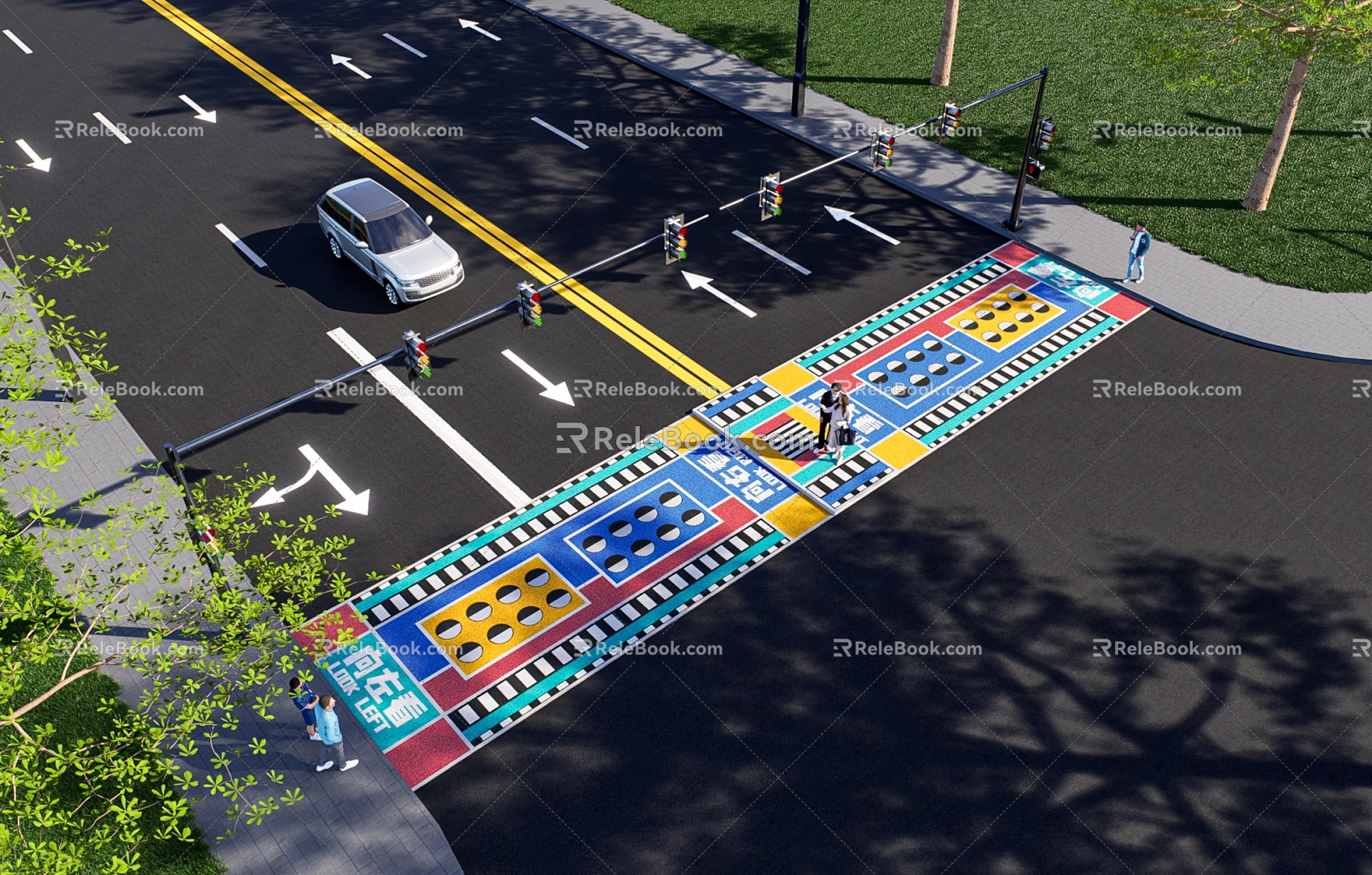 Modern creative zebra crossing fun zebra crossing collage zebra crossing model