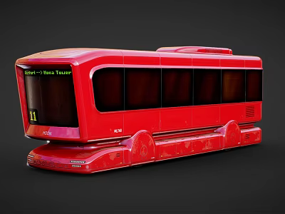Red One Hour Tour Bus With Route 11 Display And Large Windows 3d model
