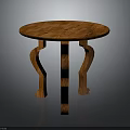 Solid Wood Round Table With Curved Legs And Natural Wood Grain Surface