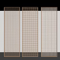 Three Panel Wooden Room Divider With Perforated Pattern For Modern Interior Partition 3d model