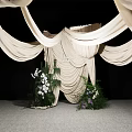 Elegant Wedding Decor With Flowing White Drapes Decorative Backdrop And Flowers 3d model