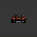 Worn Red Modified Cyberpunk Style Sports Car Featuring Spoiler And Unique Exterior