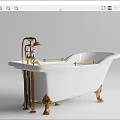 Elegant White Bathtub With Gold Faucet And Decorative Feet Classic Design For Bathroom Interior