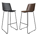 Modern Leather Bar Stools In Black And Brown With Sleek Metal Legs