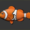 Orange And White Striped Clownfish Toy With Black Fins And Big Eyes