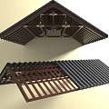 Wooden Ceiling Design With Lattice Structure Brass Connectors And Tile Roof