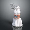 Stylish White Sleeveless Dress With Pink Decorative Belt And Silver Shoulder Accessory Design