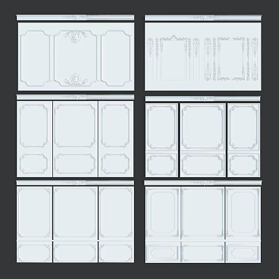 Multiple Carved Panel Designs Showcasing Intricate Patterns And Ornate Decorative Details 3d model