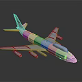 White Airplane Model With Blue Stripe Four Engines Russian Flag On Tail Dark Background Reflection