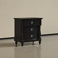 Elegant Black Three Drawer Chest with Carved Legs and Classic Design