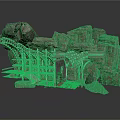 Rock Formation Scene Structure With Metal Arch Bridges And Support Columns