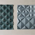 Modern Wall Decor With Dark Green Wavy Geometric And Gray Triangular 3D Patterns 3d model