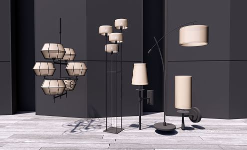 New Chinese style lamp combination chandelier 3d model