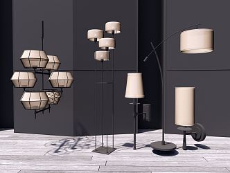 New Chinese style lamp combination chandelier 3d model