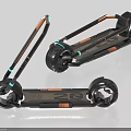 Futuristic Electric Scooters With Black Orange Frame And Large Wheels Design