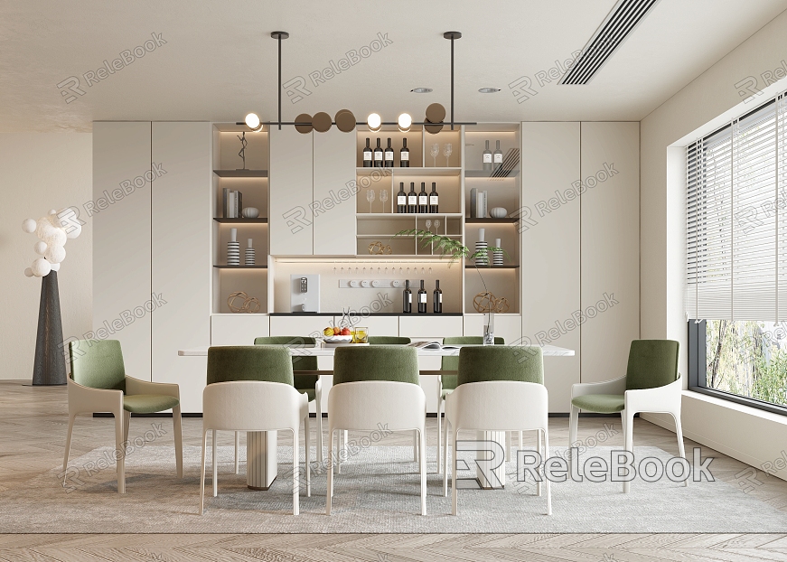 Restaurant Cream Style Restaurant Dining Table and Chair Dining Table Nakajima Table Dining Chair Wine Cabinet Dining Room Cabinet Chandelier model