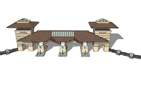 new chinese style gate 3d model