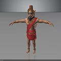 Mythical Bearded Character In Red Outfit With Golden Headdress Standing Arms Outstretched