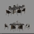 Modern Square Dining Table Set With Chairs And Decorative Centerpiece For Dining Room 3d model