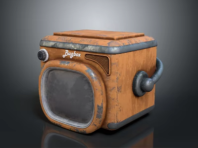 Playbox Vintage Orange Portable Computer With Screen Handle And Rustic Design 3d model