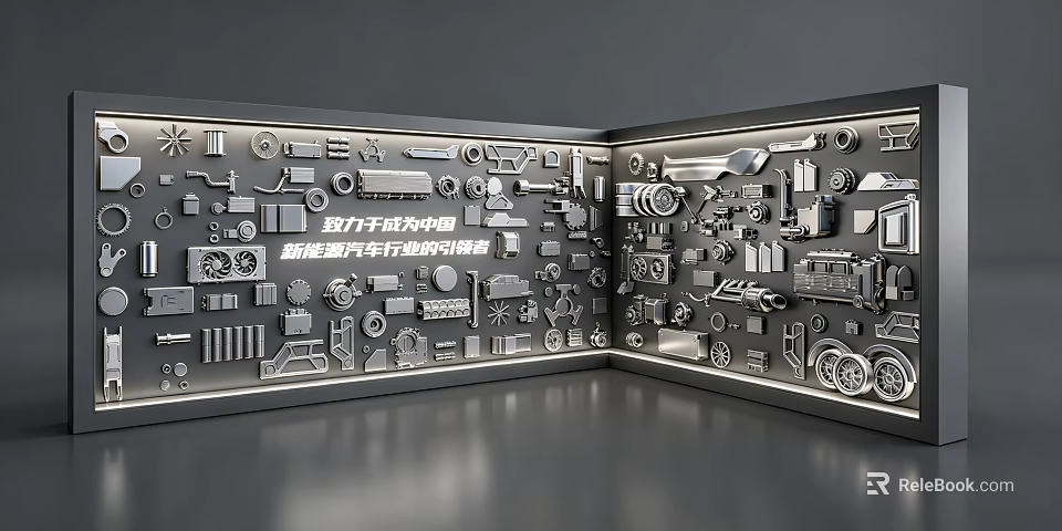 Automotive Parts Collection Featuring Mechanical And Electronic Components For New Energy Vehicles 3d model 