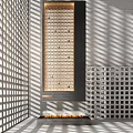 Modern Contemporary Fireplace Interior With Geometric Wall And Shadow Effects 3d model