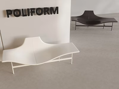 Poliform White And Black Chaise Lounge With Modern Curved Design In Minimalist Space 3d model