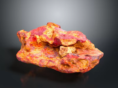 Natural Red Yellow Stone Material With Textured Surface And Raw Irregular Shape 3d model