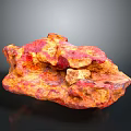 Natural Red Yellow Stone Material With Textured Surface And Raw Irregular Shape 3d model