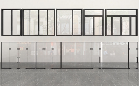 Glass double door glass single door office glass door glass door glass sliding door commercial door glass door shopping mall glass door double door 3d model